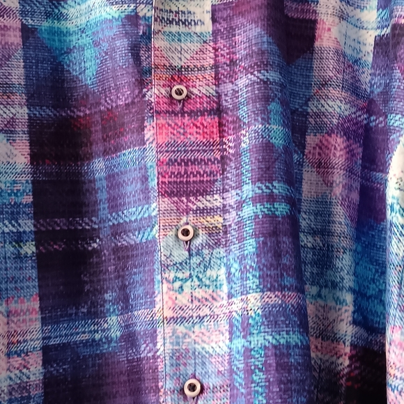 Robert Graham Button Up Shirt Multicolor Plaid Flip Cuff Designer Cotton 3XL - Picture 4 of 10